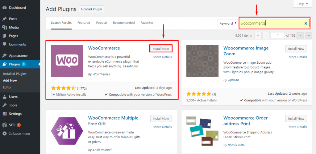 Install WooCommerce 