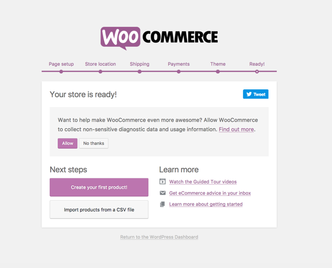 Woocommerce setup